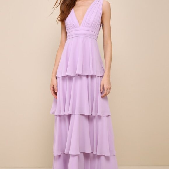 Lulus Amazing Evening Lavender Tiered Maxi Dress Purple - Size 3X - Picture 1 of 1